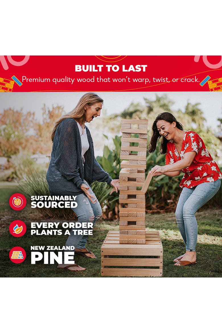 Premium Giant Tower Game with Storage Crate, Alternate, color, Beige