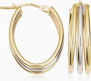 Oradina 14K Gold Trifecta Hoops Earrings