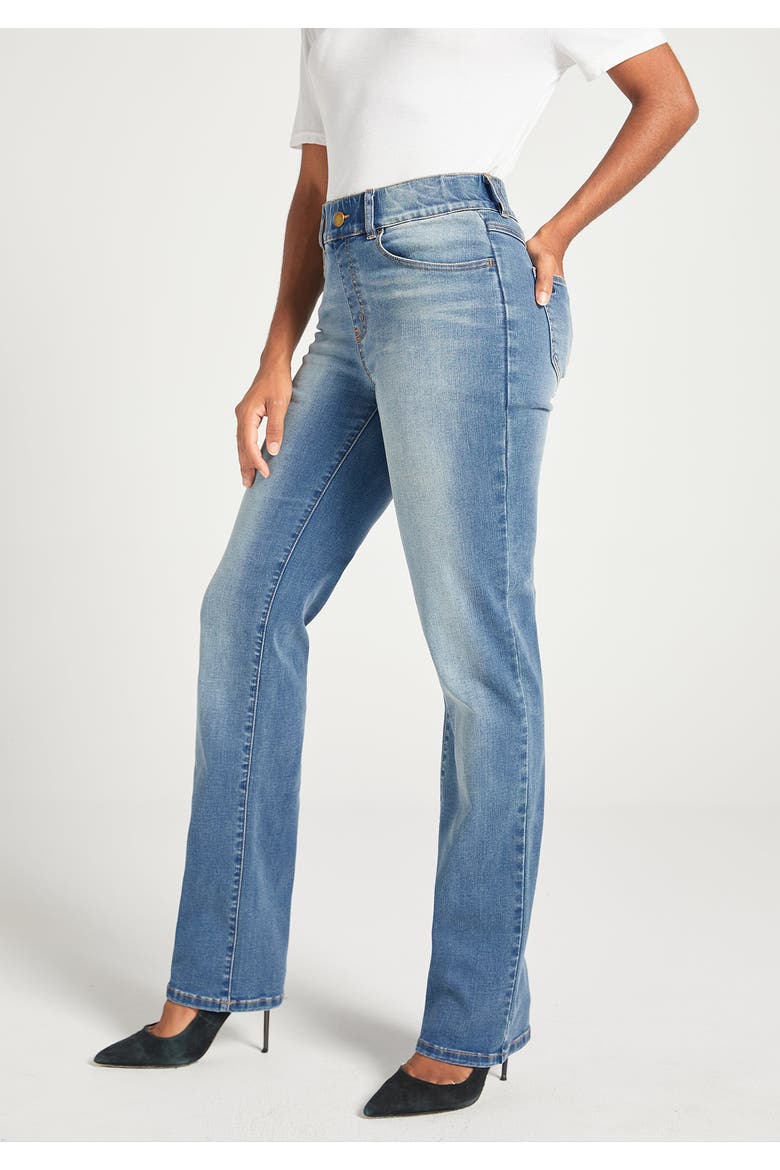 Signature Mid Rise Stretch Denim Straight Leg Jeans, Main, color, Sonora Wash