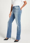 Betabrand Signature Mid Rise Stretch Denim Straight Leg Jeans