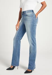 Betabrand Signature Mid Rise Stretch Denim Straight Leg Jeans