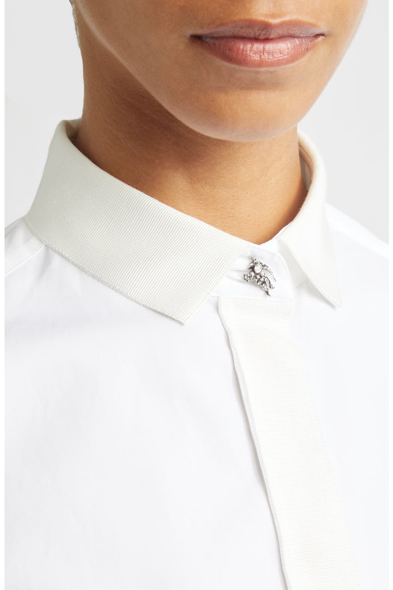 Sheena Grosgrain Trim Button-Up Shirt, Alternate, color, OPTIC WHITE