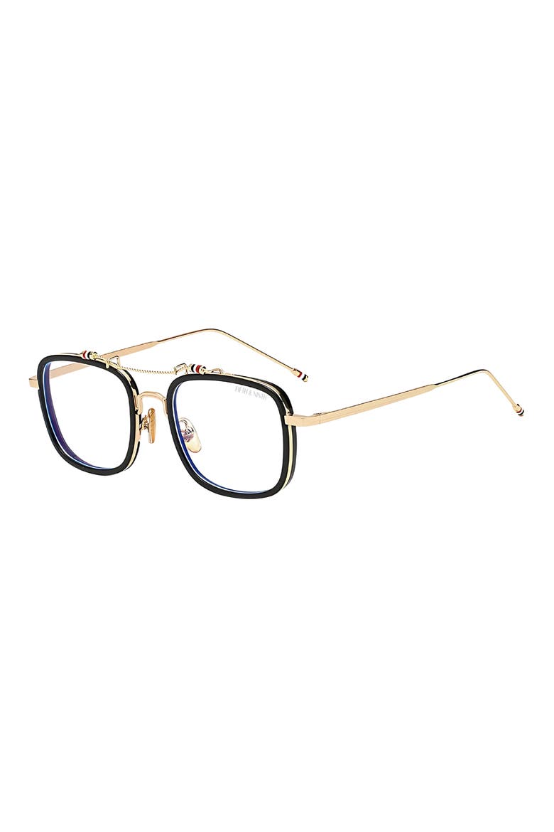 Mira 53mm Blue Light Blocking Aviator Glasses, Alternate, color, BLACK/ GOLD