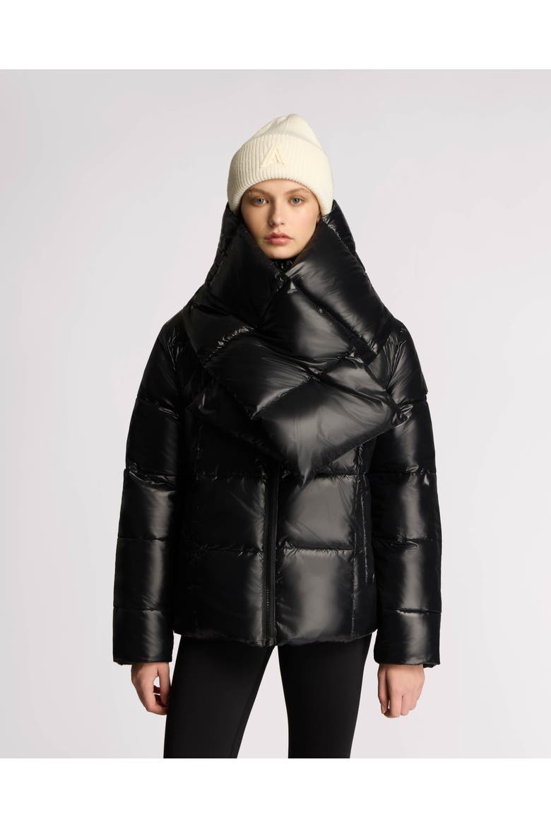 Winekka 2-in-1 Reversible Puffer with Oversized Removable Scarf, Main, color, Black