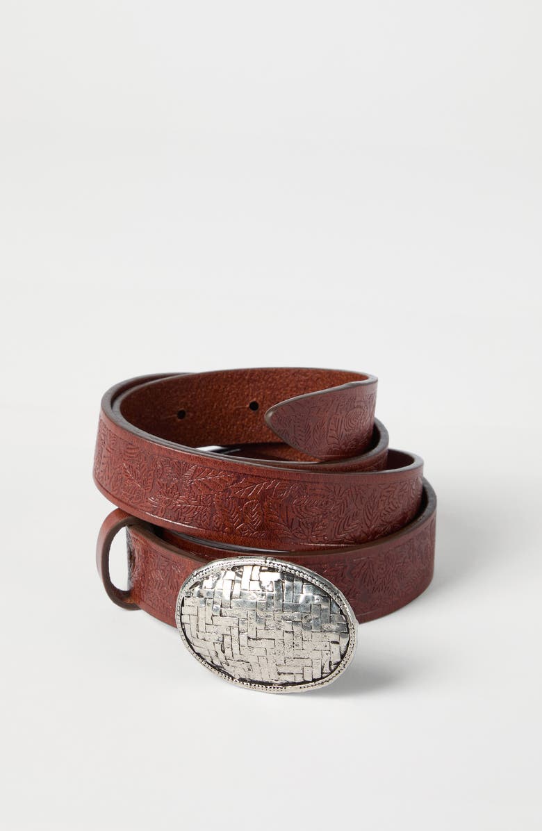 Brunello Cucinelli Calfskin belt, Alternate, color, Mahogany