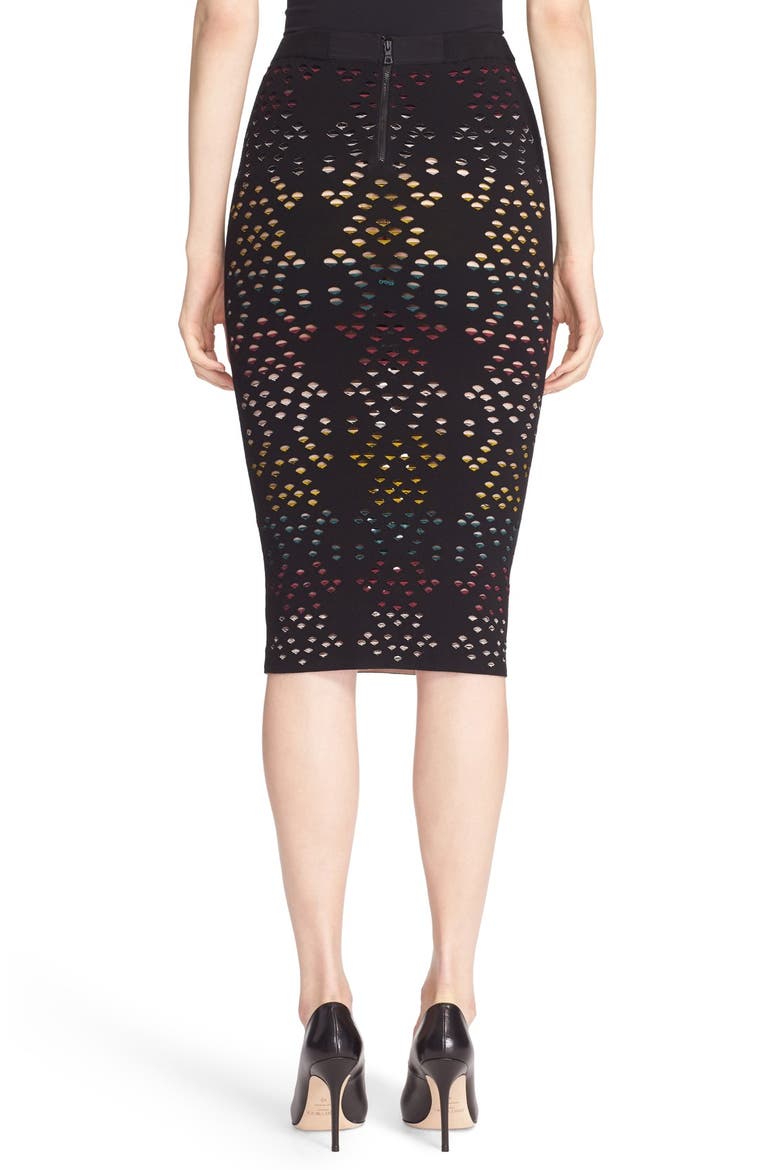 'Ani' Multicolor Pointelle Knit Pencil Skirt, Alternate, color, BLACK/ MULTI