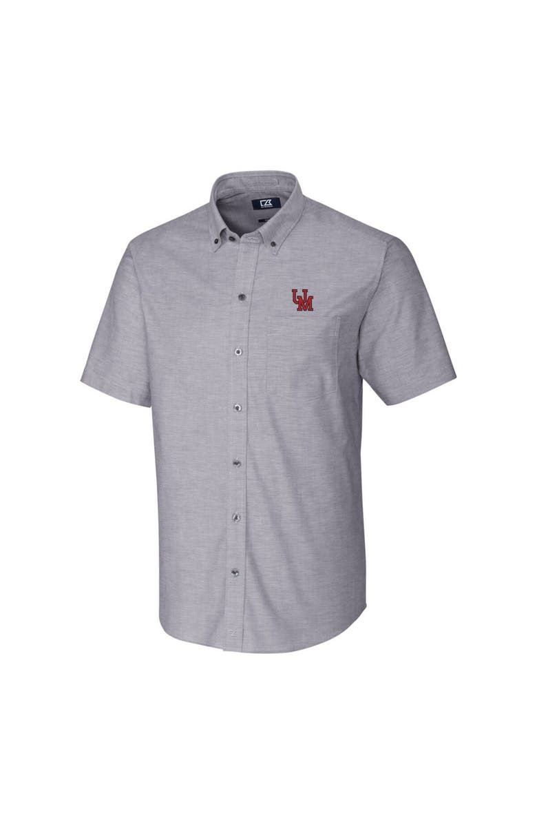 Cutter & Buck Men's Cutter & Buck Charcoal Ole Miss Rebels Vault Stretch Oxford Short Sleeve Button-Down Shirt, Alternate, color, 