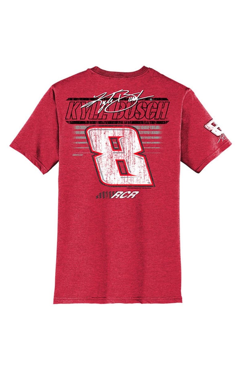 NASCAR Men's Richard Childress Racing Team Collection Heather Red Kyle Busch 3-Spot Lifestyle T-Shirt, Alternate, color,