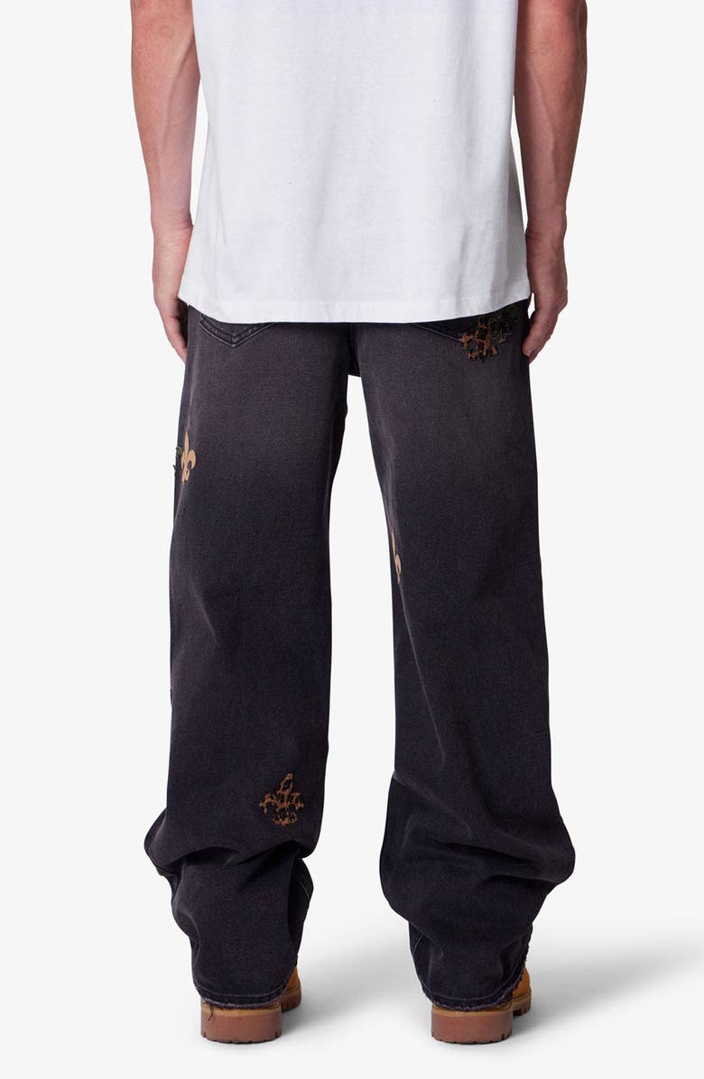 mnml Embroidered Fleurs de Lis Ultra Baggy Jeans, Alternate, color, 