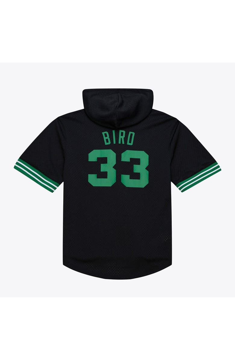 Mitchell & Ness Men's Mitchell & Ness Larry Bird Black Boston Celtics Mesh Name & Number Short Sleeve Hoodie, Alternate, color, Black