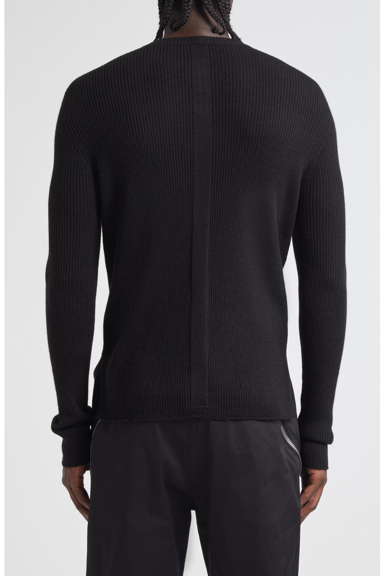 Geo Rib Virgin Wool Sweater, Alternate, color, BLACK
