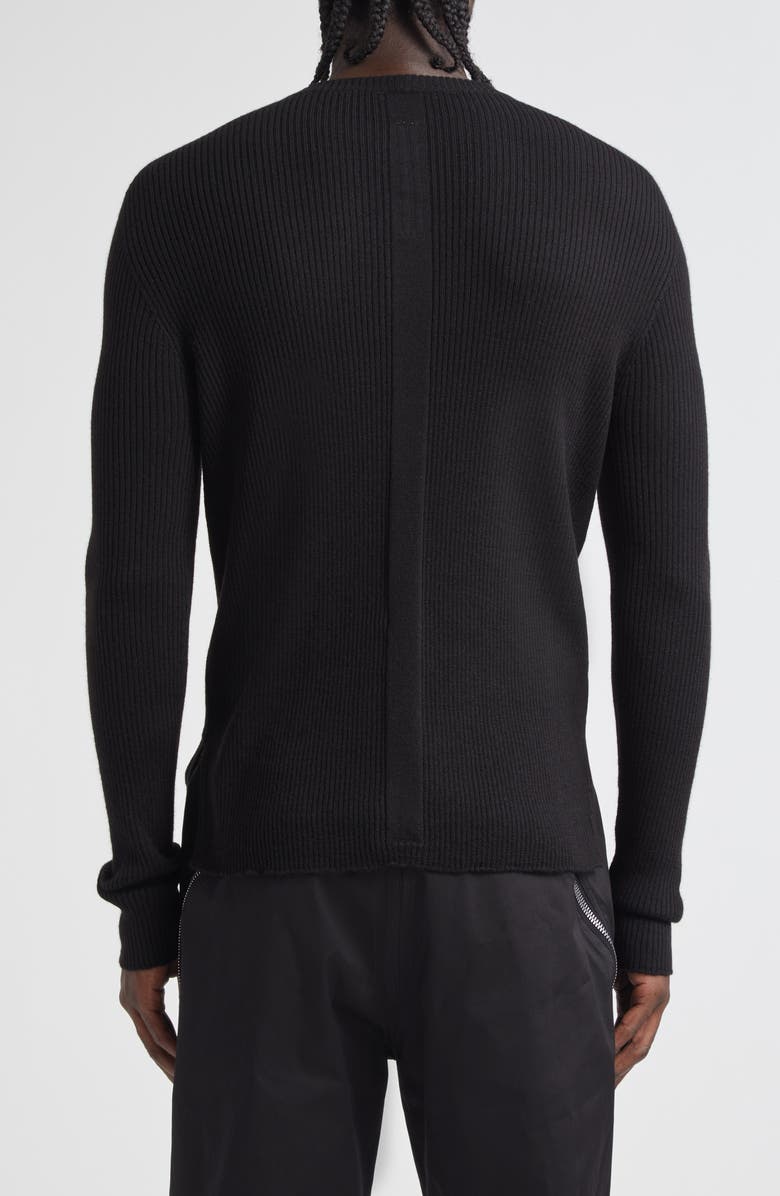 Rick Owens Geo Rib Virgin Wool Sweater, Alternate, color, Black