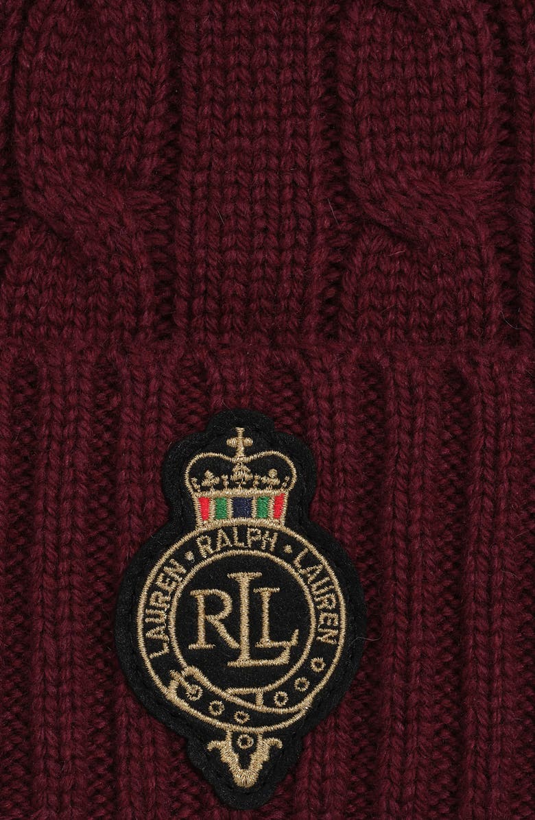 Lauren Ralph Lauren Cable Crest Patch Hat, Alternate, color, Dark Garnet