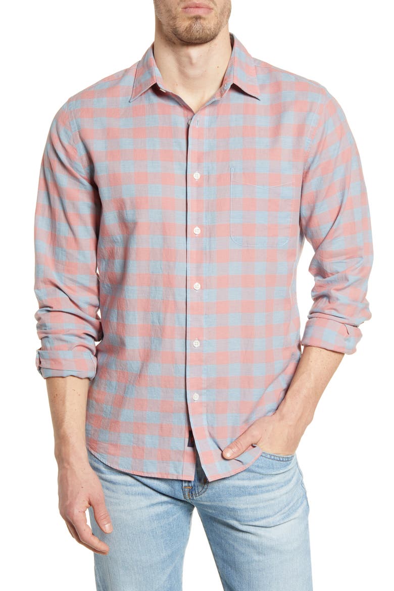 Cloud Summer Blend Regular Fit Stretch Check Button-Up Shirt, Main, color, ROSE BUFFALO CHECK