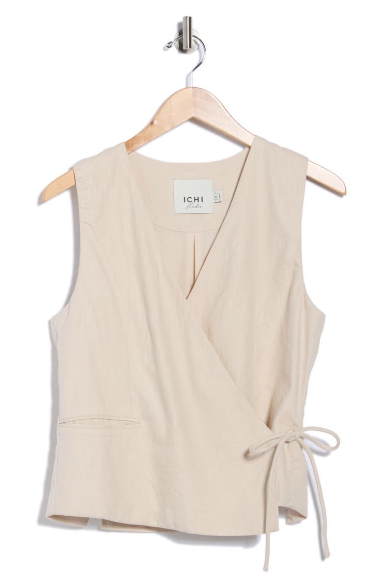 ICHI Side Tie Vest, Alternate, color, Birch