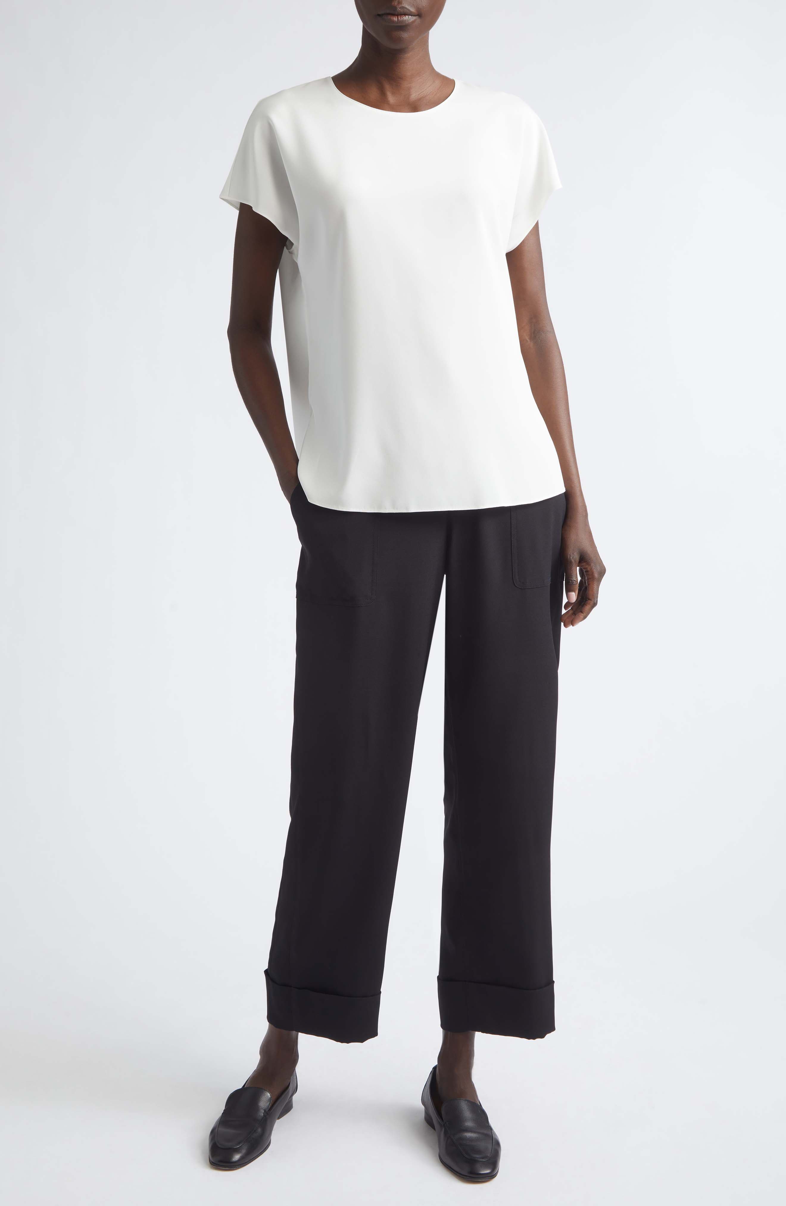 Short Sleeve Stretch Silk Top - image 2