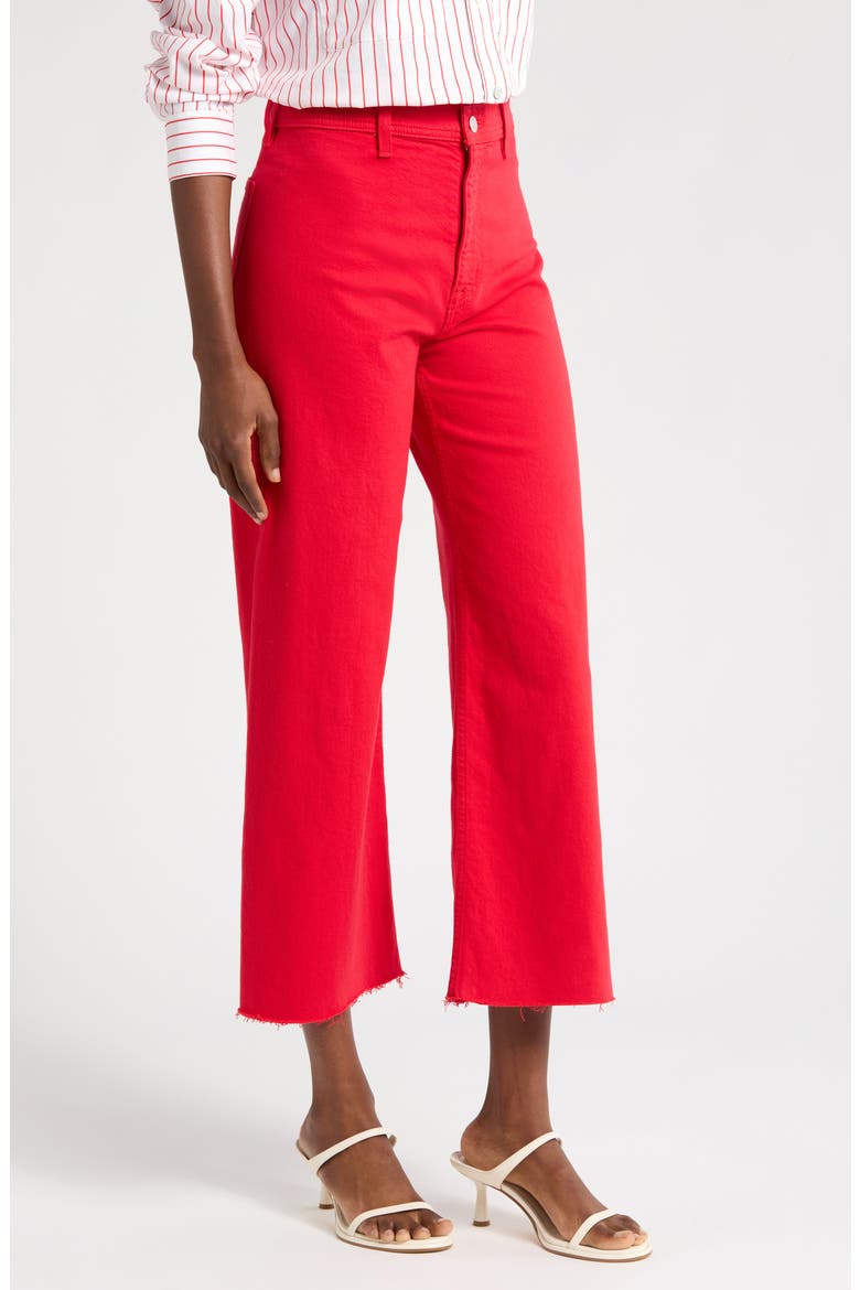 Penny High Waist Raw Hem Wide Leg Jeans, Alternate, color, RUBY