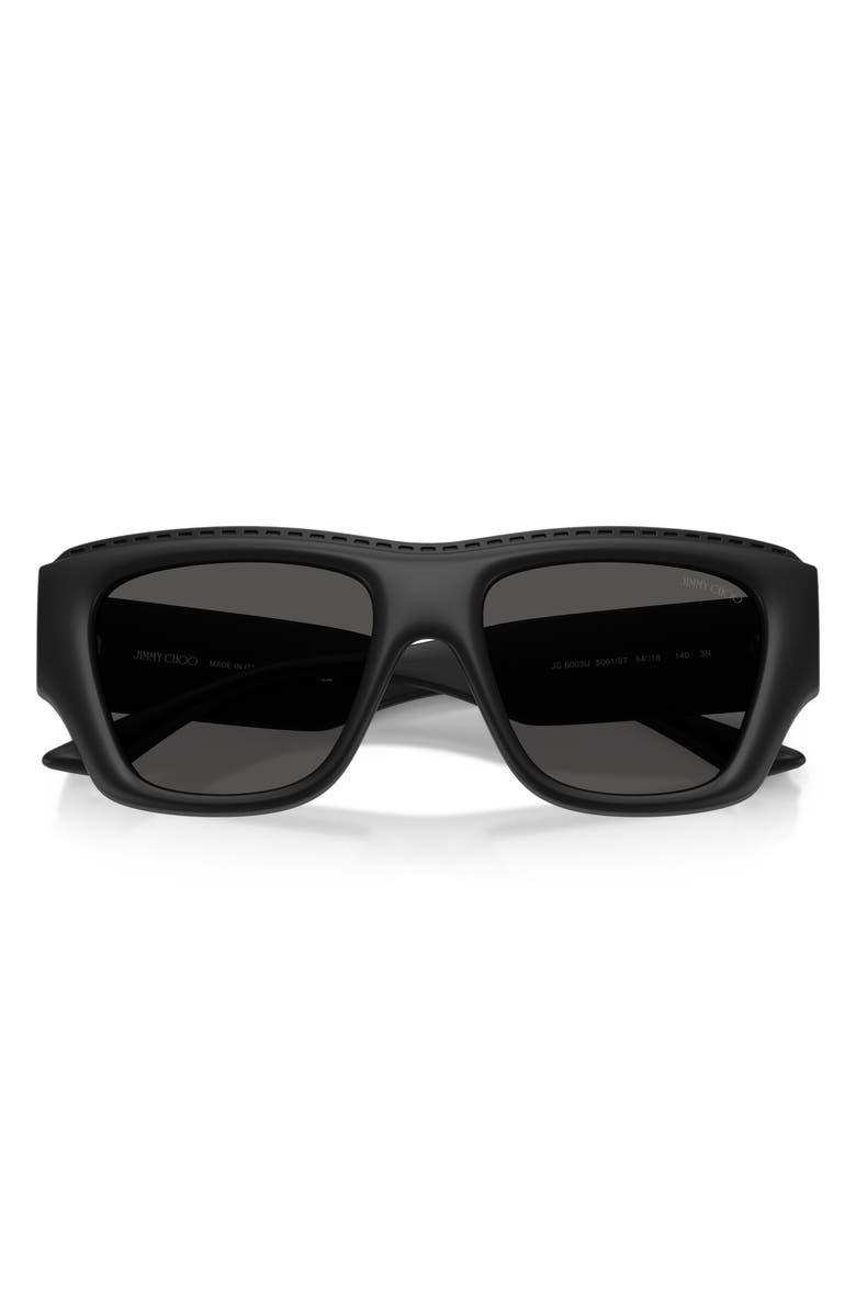 Jimmy Choo 54mm Rectangular Sunglasses, Alternate, color, Matte Black / Dark Grey