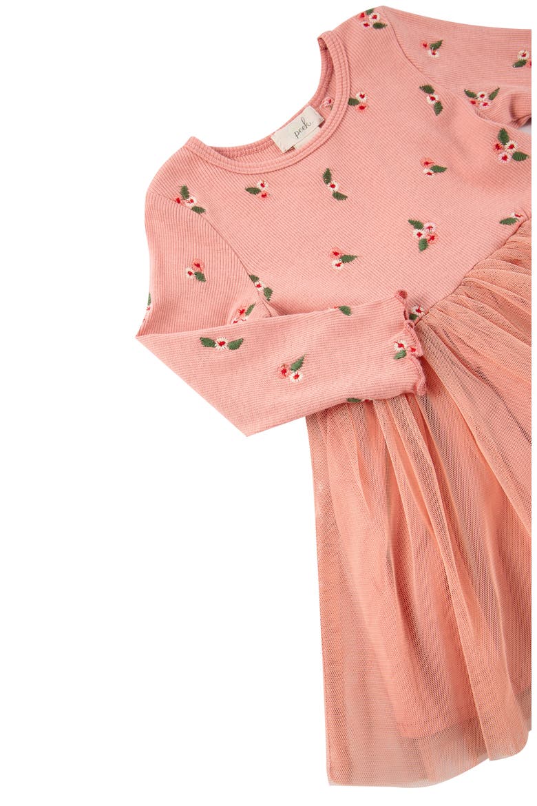 Floral Long Sleeve Tulle Dress, Alternate, color, PURPLE