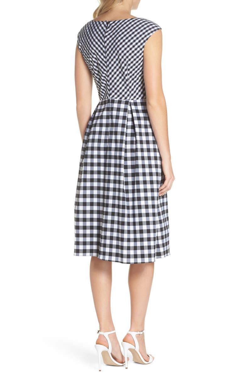 Adrianna Papell Gingham Tie Front Midi Dress, Alternate, color,