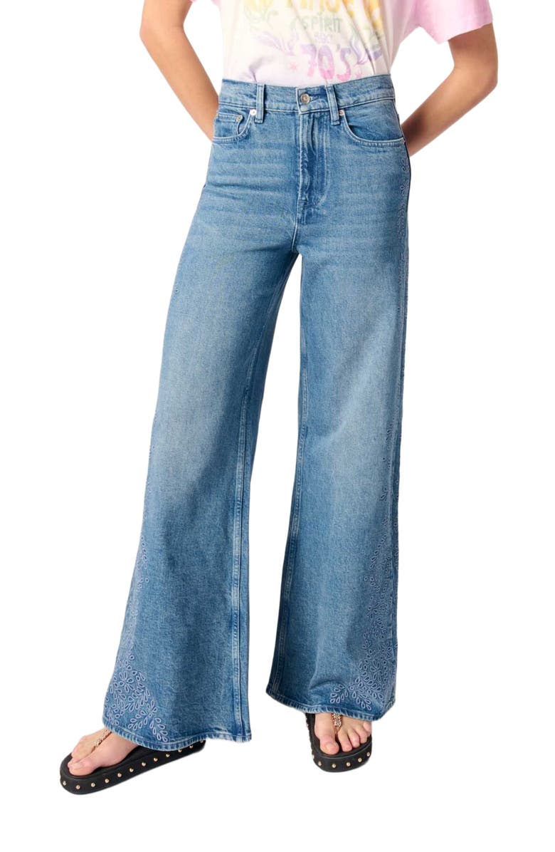 maje Embroidered jeans, Alternate, color, 