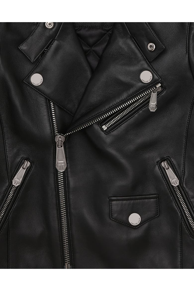 Nappa Leather Biker Jacket Boy, Alternate, color, black