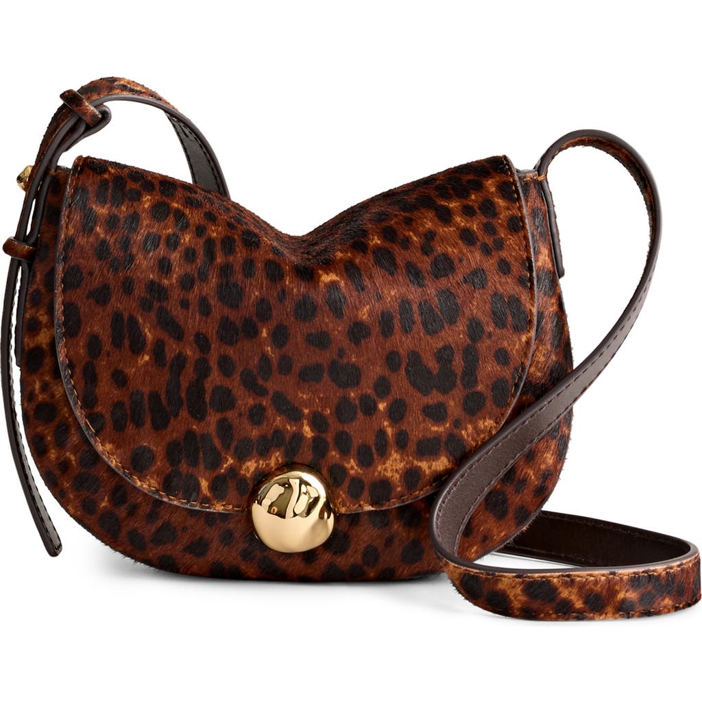 Madewell Dakota Leopard Print Calf Hair Saddle Bag In Brown