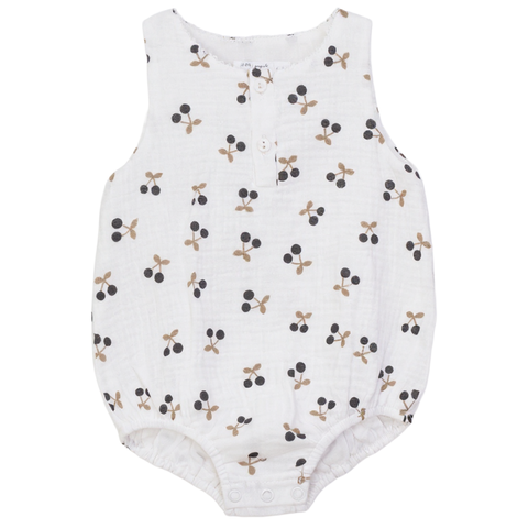 Cherry Crinkle Scallop Snap Romper (Baby)
