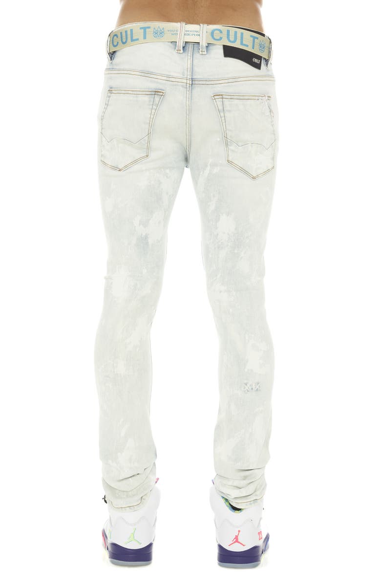 Punk Belted Distressed Super Skinny Jeans, Alternate, color, SKY