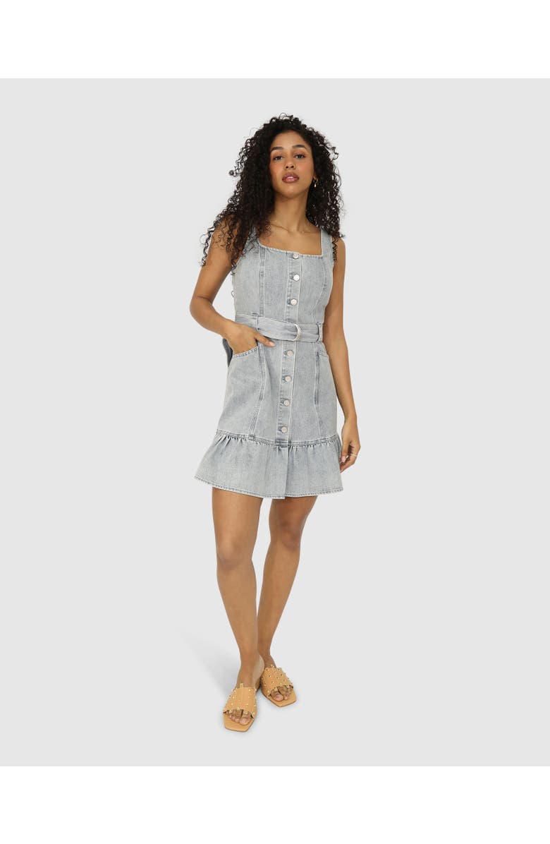 Belle & Bloom Reunite Denim Mini Dress, Alternate, color, Stonewash