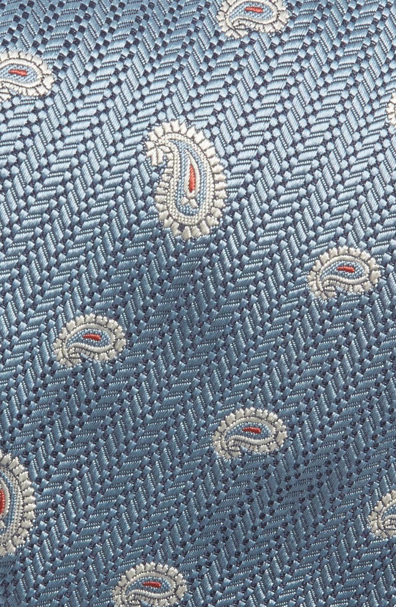 Brioni Paisley Silk Tie, Alternate, color, Sky Blue/ Brown