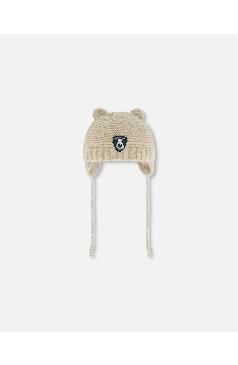 Deux par Deux Baby Unisex Knit Hat With Ears Beige, Main, color, Pine Bark
