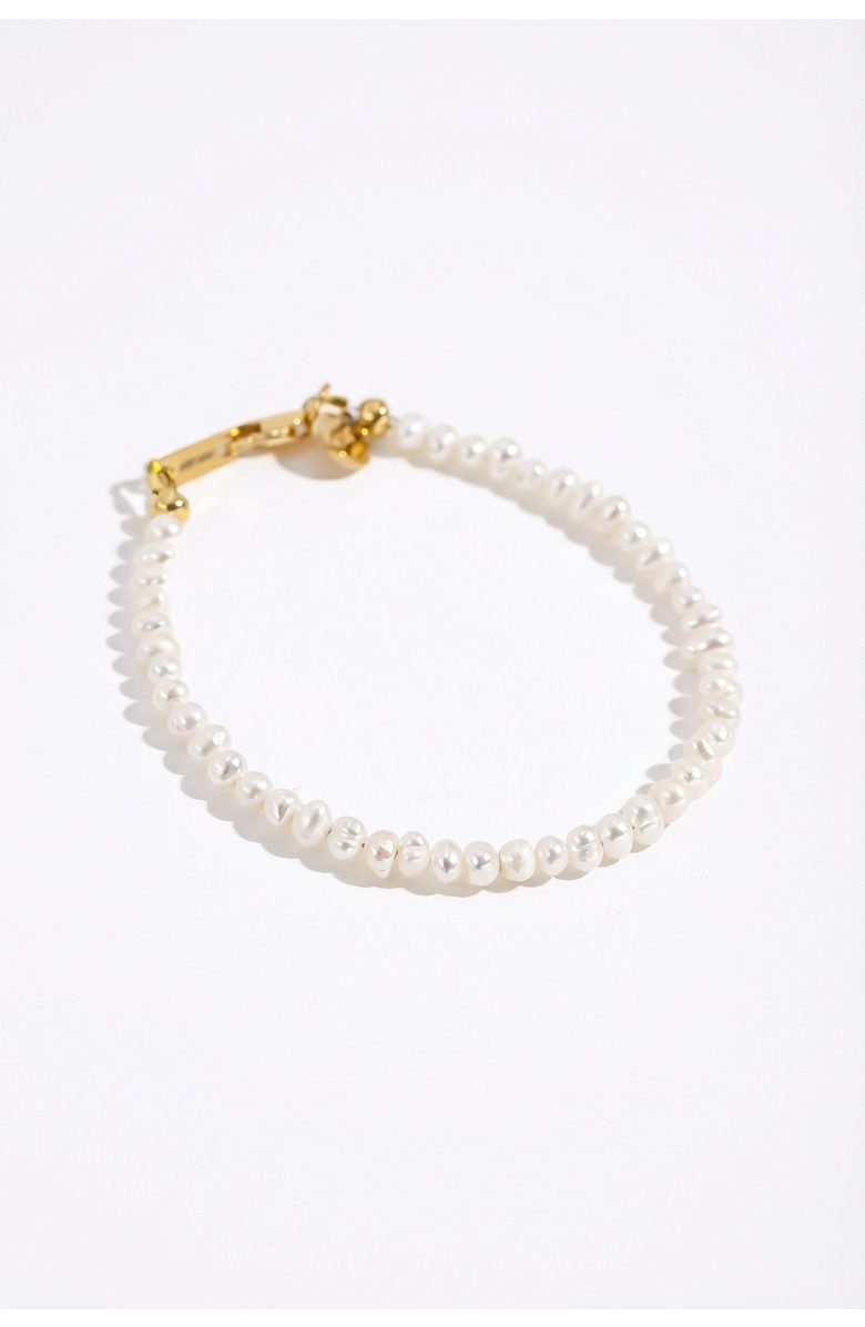 Joey Baby AA+ Freshwater Pearl Gold Plated Bracelet, Main, color, Metallic Gold