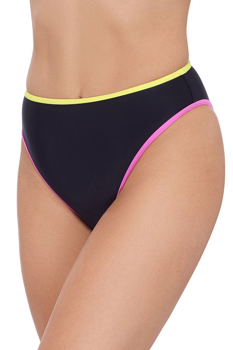 Cheeky High Leg High Waist Bikini Bottom, Alternate, color, Baby Binding Black