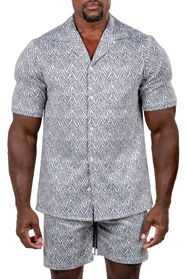 Marthy Short Sleeve Button-Up Shirt, Main, color, GREY