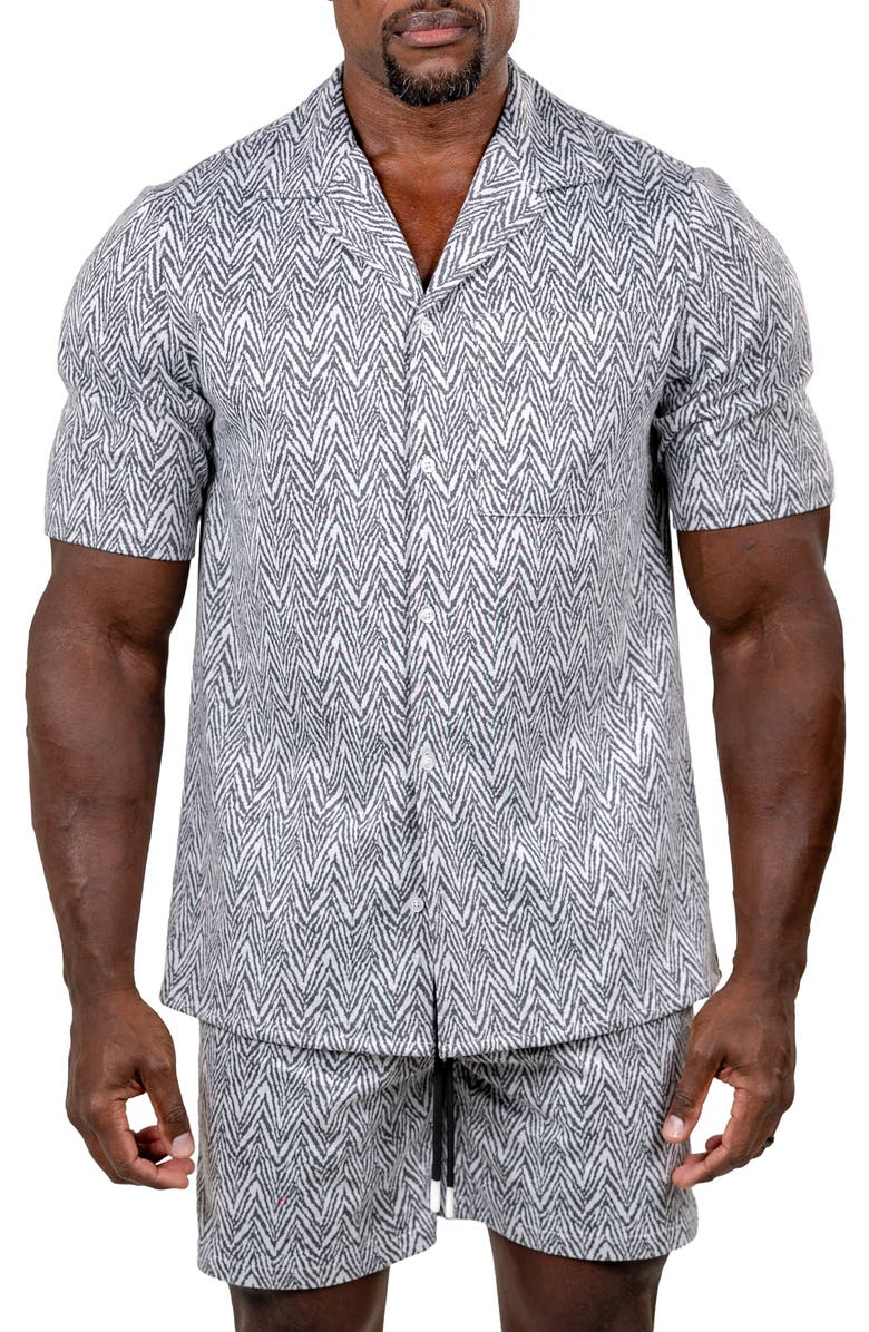 Maceoo Marthy Short Sleeve Button-Up Shirt, Main, color, Grey