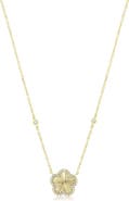 The Lovery Fine Jewelry CZ Halo Fluted Single Flower Necklace