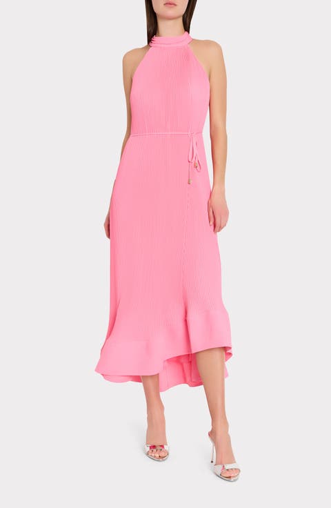 Nalani Pleated Sleeveless High-Low Midi Dress