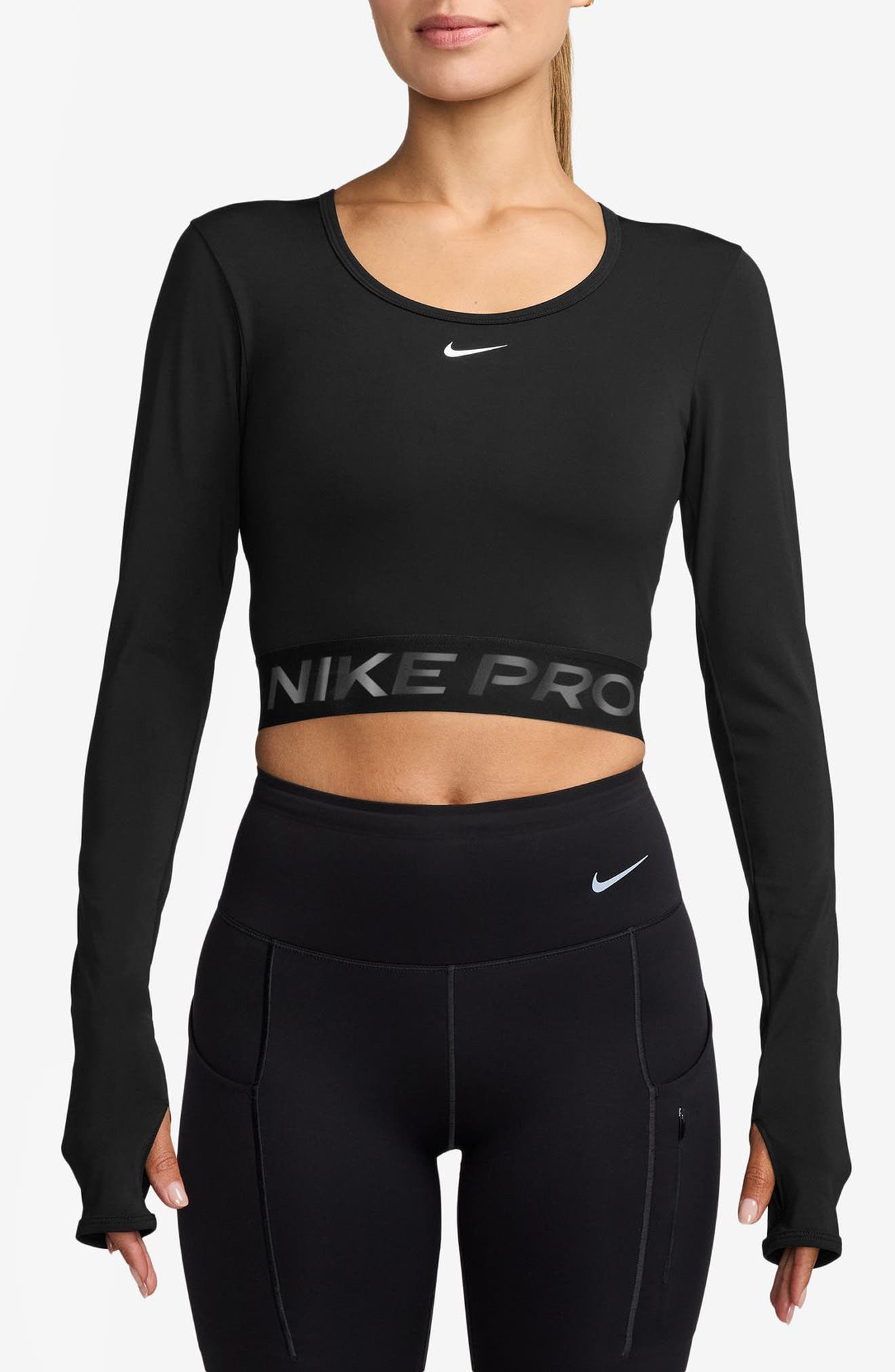 nike pro crop top long sleeve
