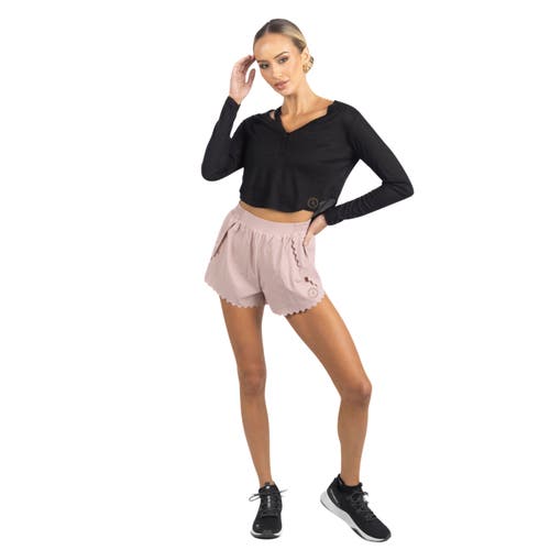 Akalia Chloe Romantic Scalloped Detailing Shorts In Soft Pink