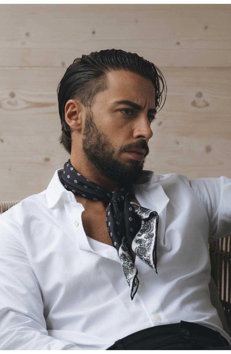 Elizabetta Diego - Silk Neckerchief for Men, Main, color, Black