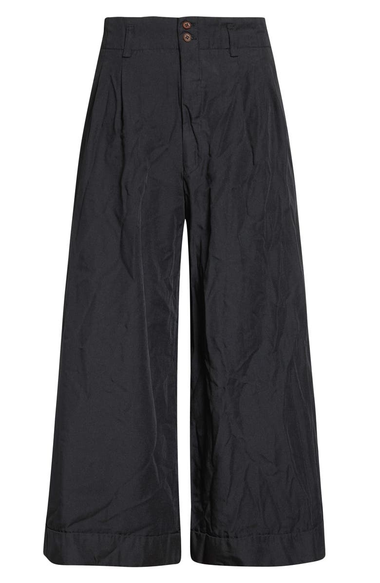 Comme des Garçons Comme des Garçons Crinkled Twill Wide Leg Pants, Alternate, color, Black