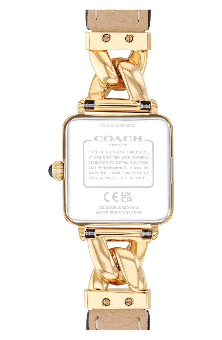 COACH Cass Leather Strap Bracelet Watch, 22mm, Alternate, color, Black