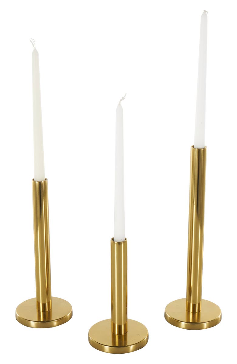 VIVIAN LUNE HOME Set of 3 Taper Candleholders, Alternate, color, Gold