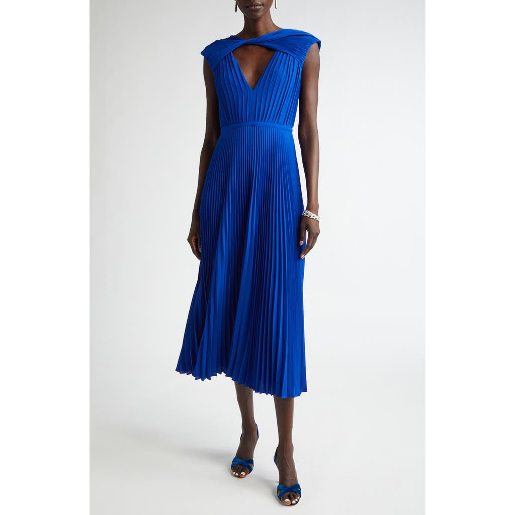 St John Pleated Midi Dress In Sapphire