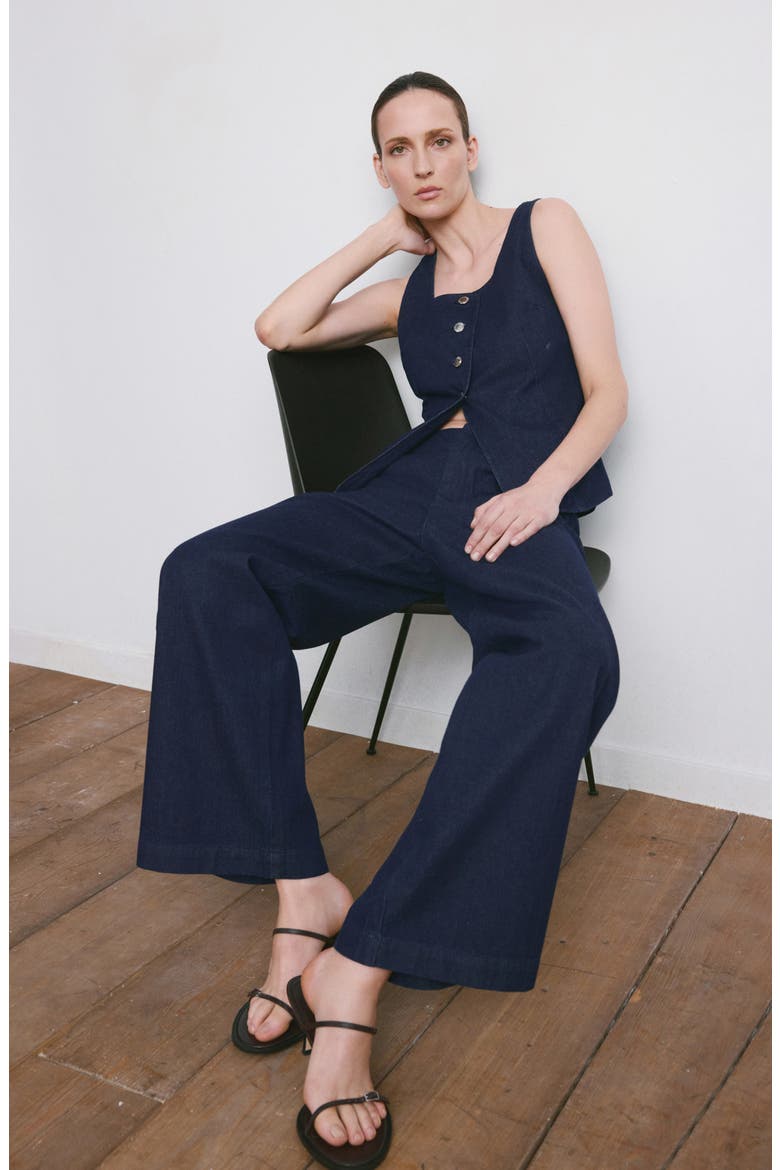 Flat Front Mid Rise Wide Leg Jeans, Alternate, color, OPEN BLUE