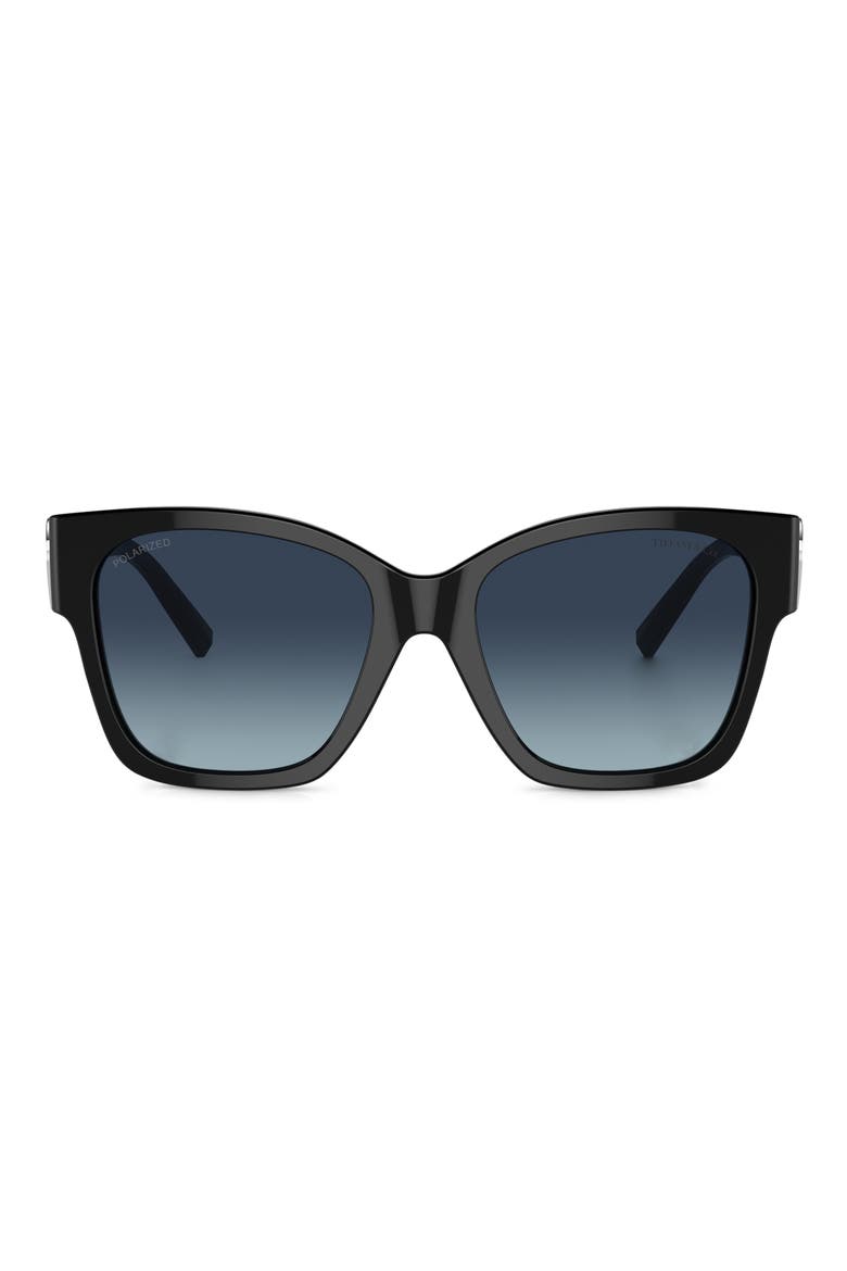 54mm Gradient Polarized Square Sunglasses, Main, color, BLACK