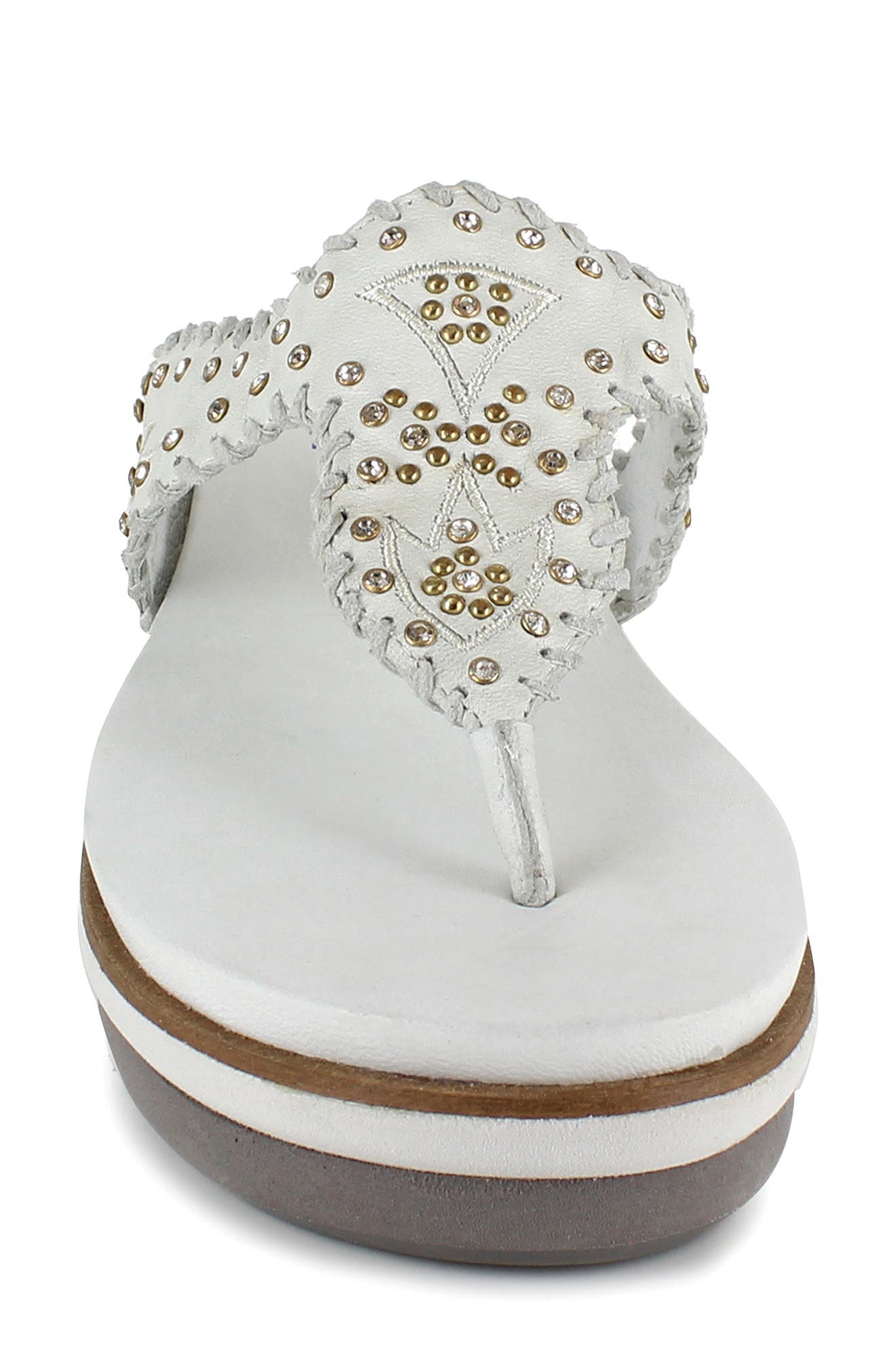 Kamara Crystal Embellished Platform Flip Flop, Alternate, color, ICE WHITE SUEDE
