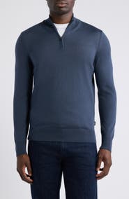 BOSS Ebenji Quarter Zip Virgin Wool Sweater