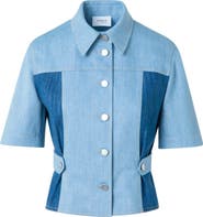 Akris punto Mixed Wash Denim Button-Up Shirt
